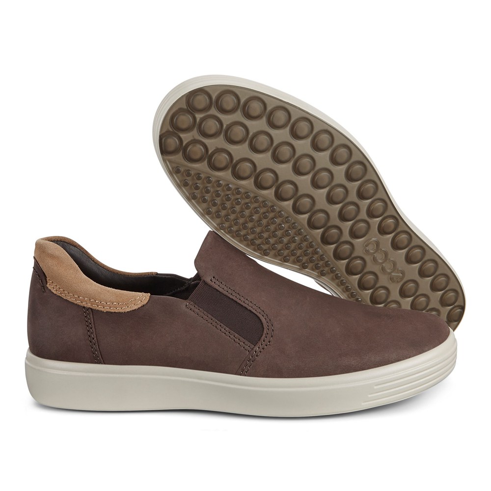 ECCO Mens Slip On Brown - Soft 7 Sneakerss - ESI-831952